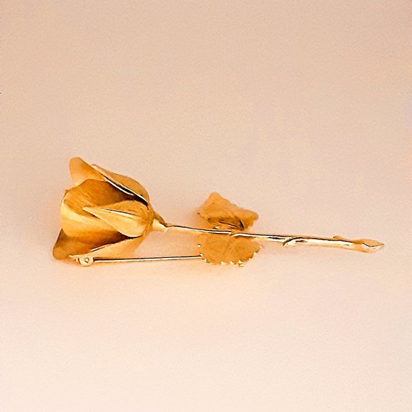 Giovanni Gold Rose Stem Brooch Floral Pin - Picture 9 of 9